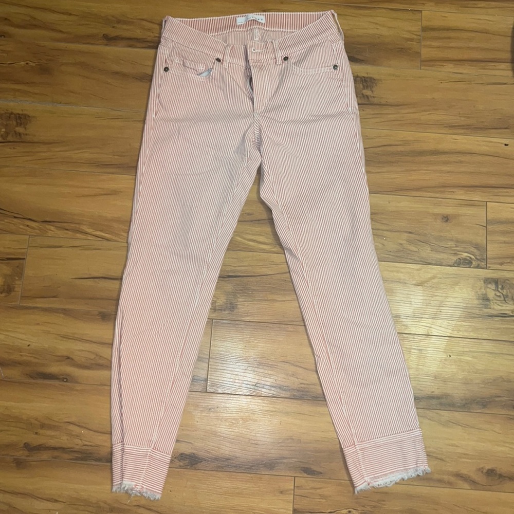 Size 00 red pin stripped Skinny jeans